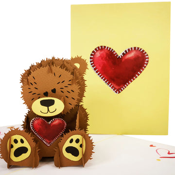 Teddy Bear & Love Heart 3D Pop Up Card UK